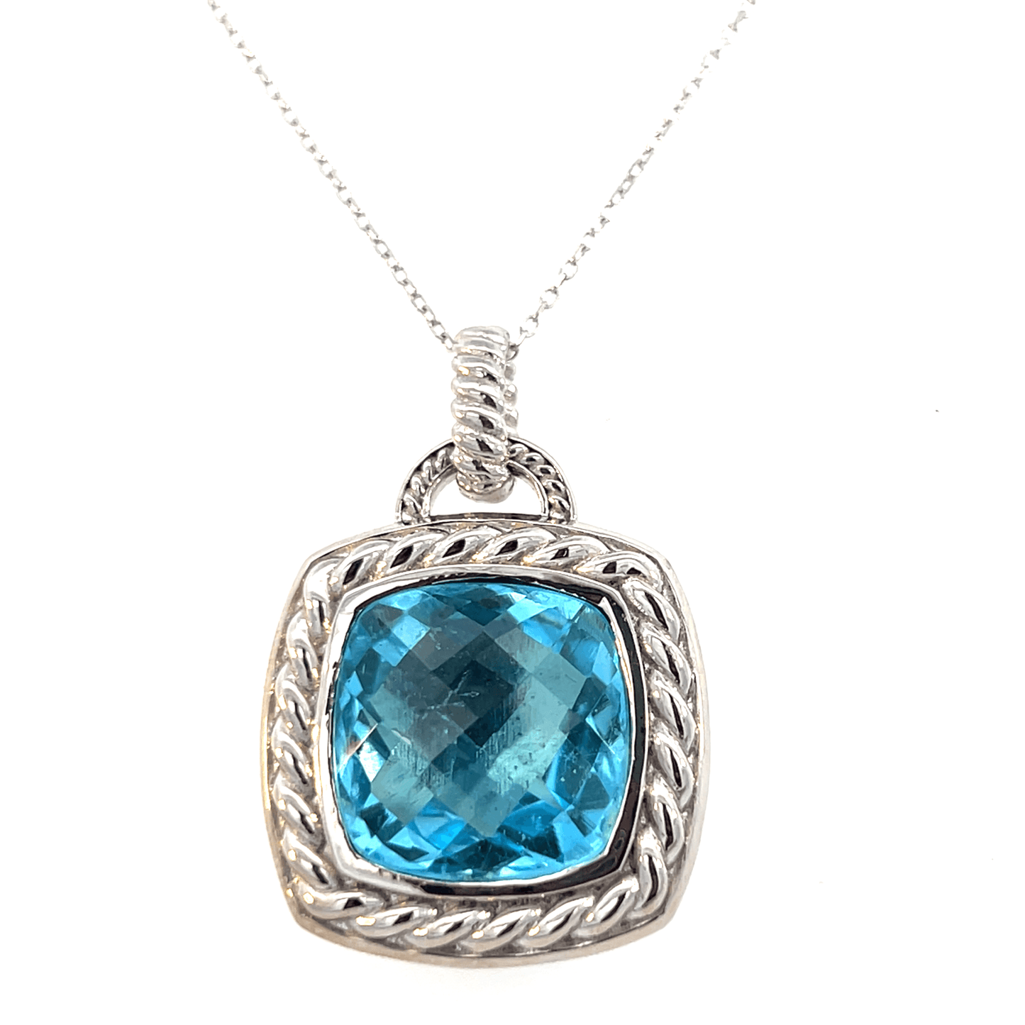 Elegant Blue Gemstone Pendant – BT 11.83 CT in 14K White Gold