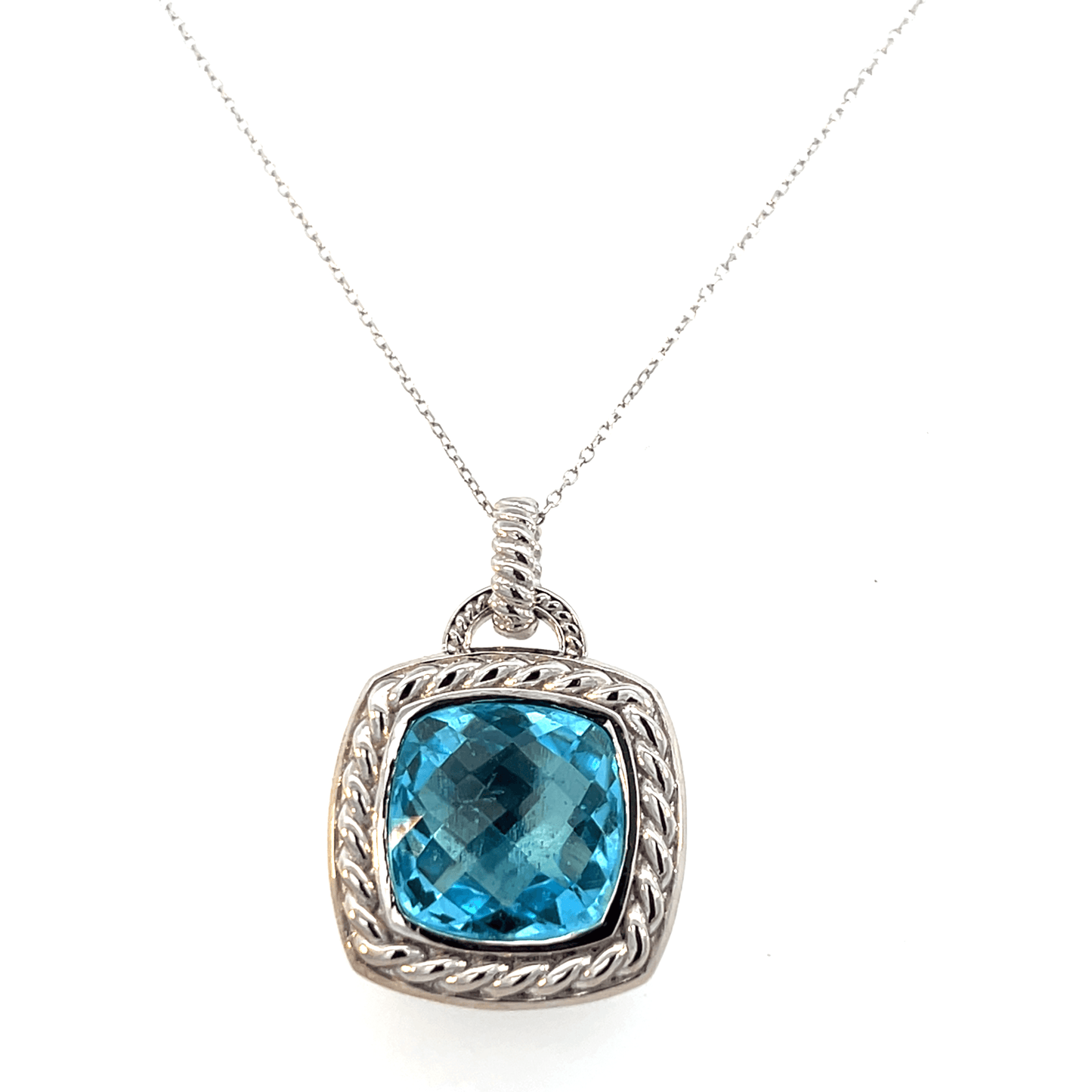 Elegant Blue Gemstone Pendant – BT 11.83 CT in 14K White Gold
