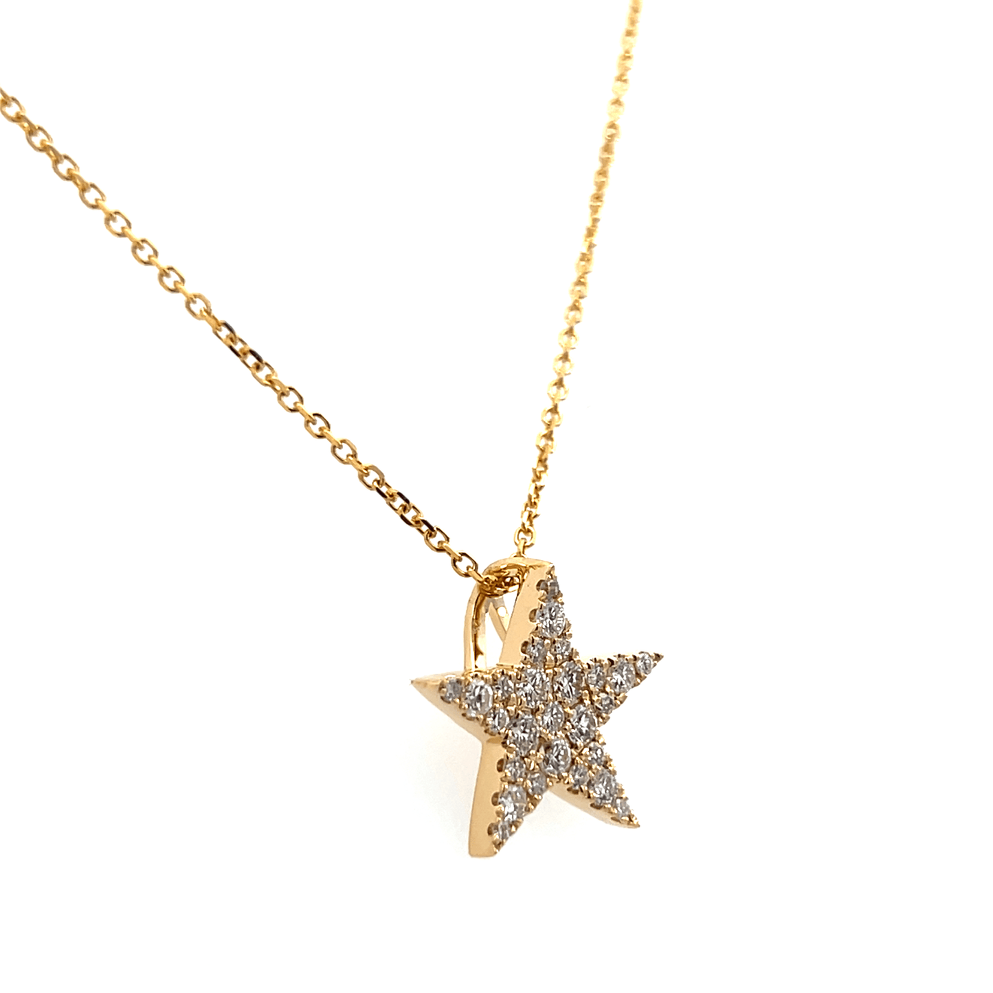 Elegant Star Pendant Necklace – Diamond 0.40 CT in 18K Yellow Gold