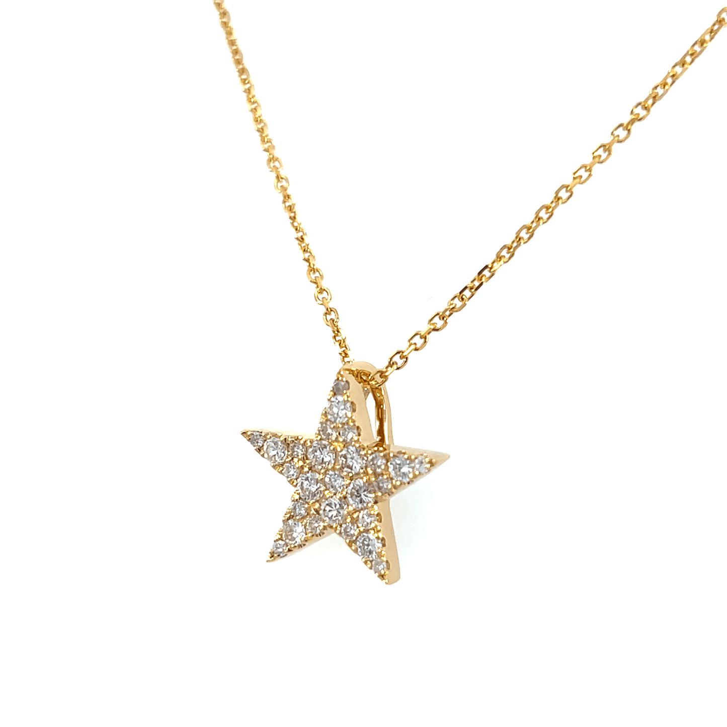 Elegant Star Pendant Necklace – Diamond 0.40 CT in 18K Yellow Gold