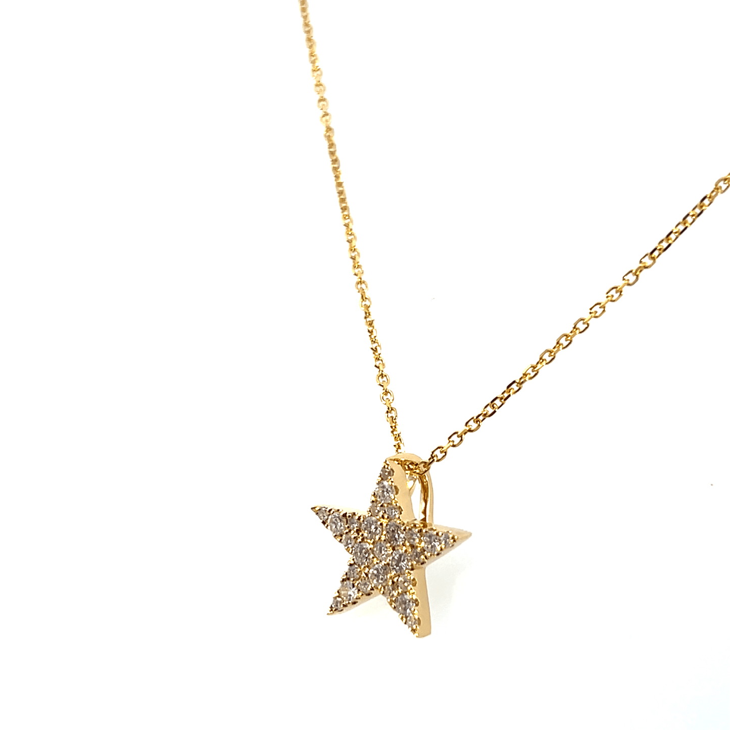 Elegant Star Pendant Necklace – Diamond 0.40 CT in 18K Yellow Gold