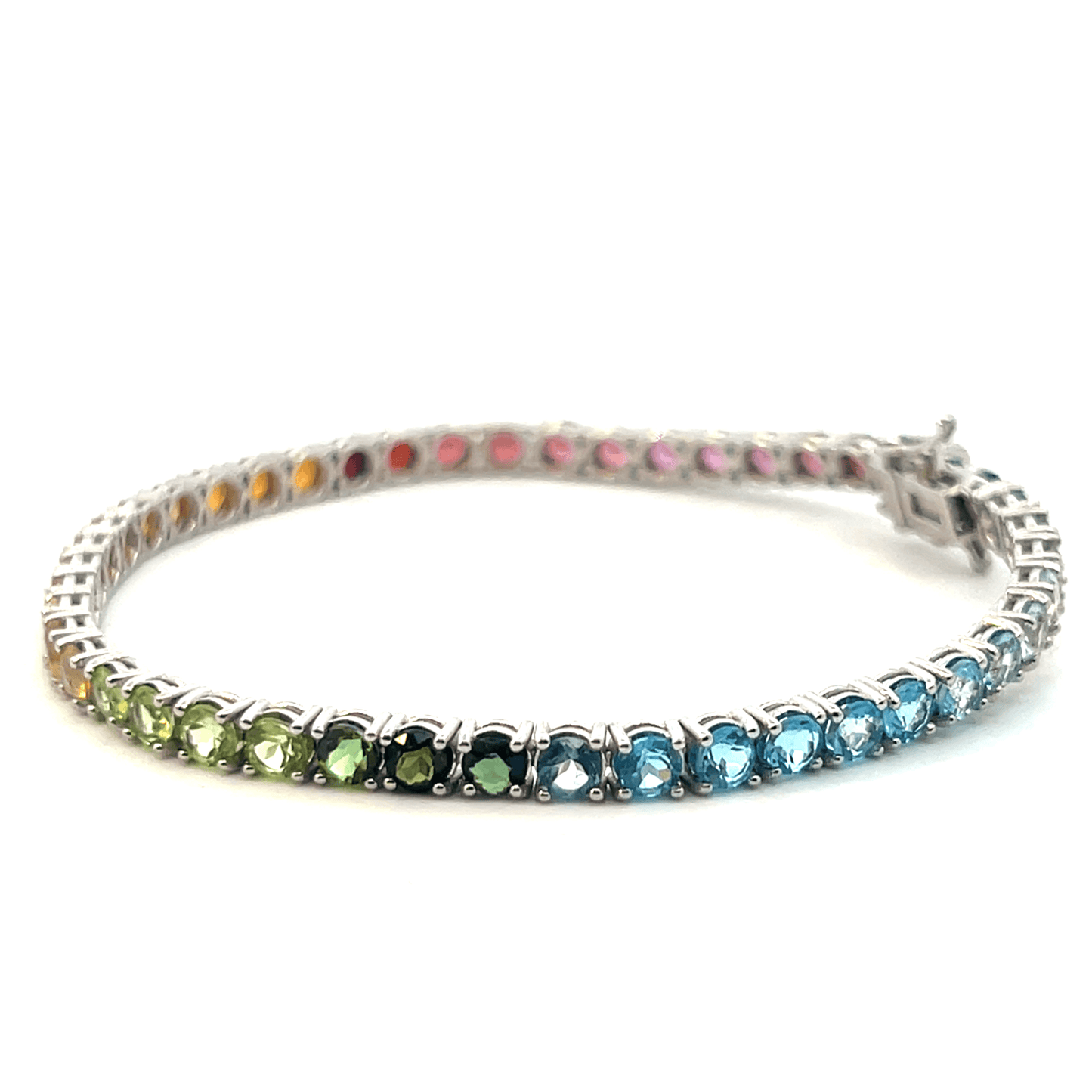 Colorful Gemstone Rainbow Tennis Bracelet