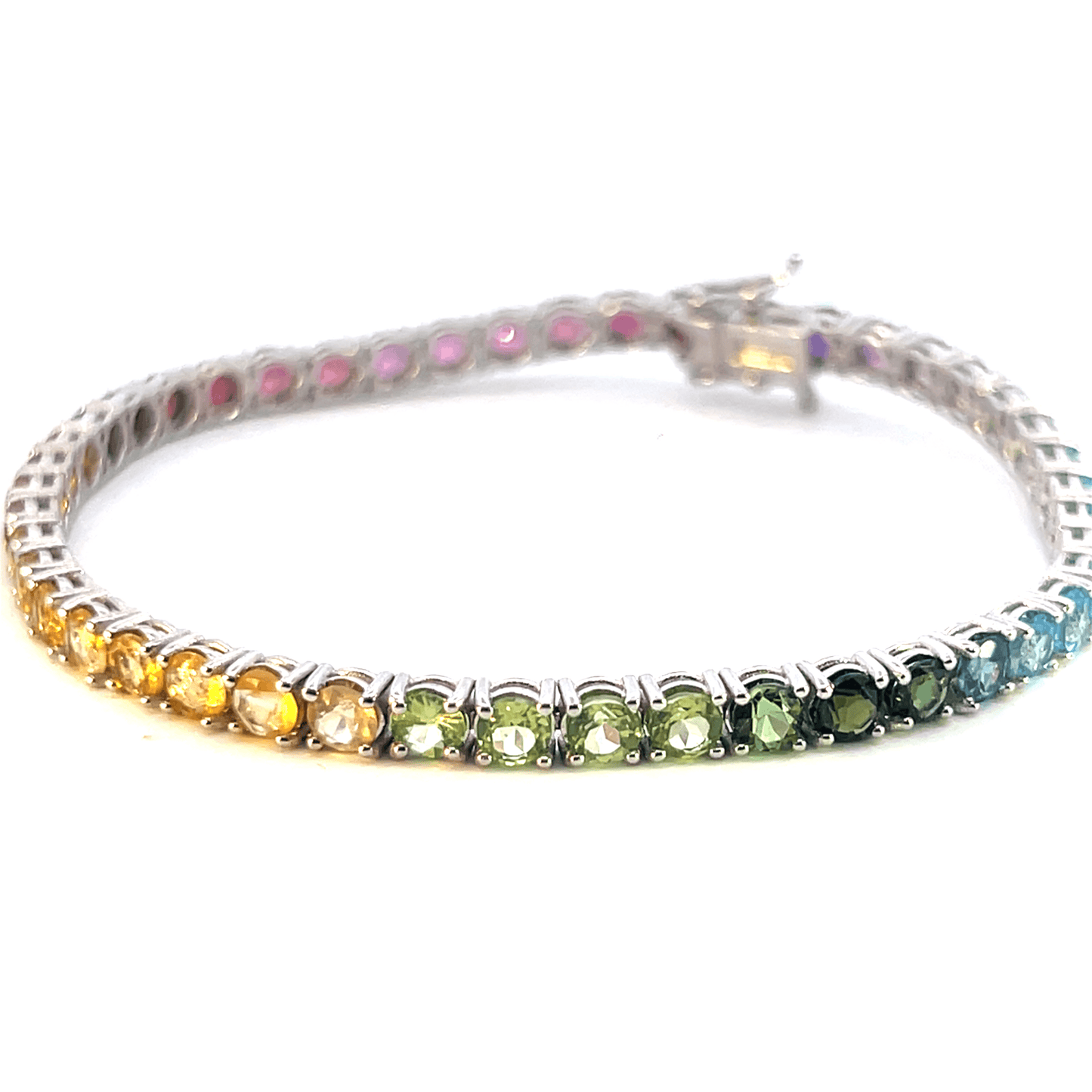 Colorful Gemstone Rainbow Tennis Bracelet