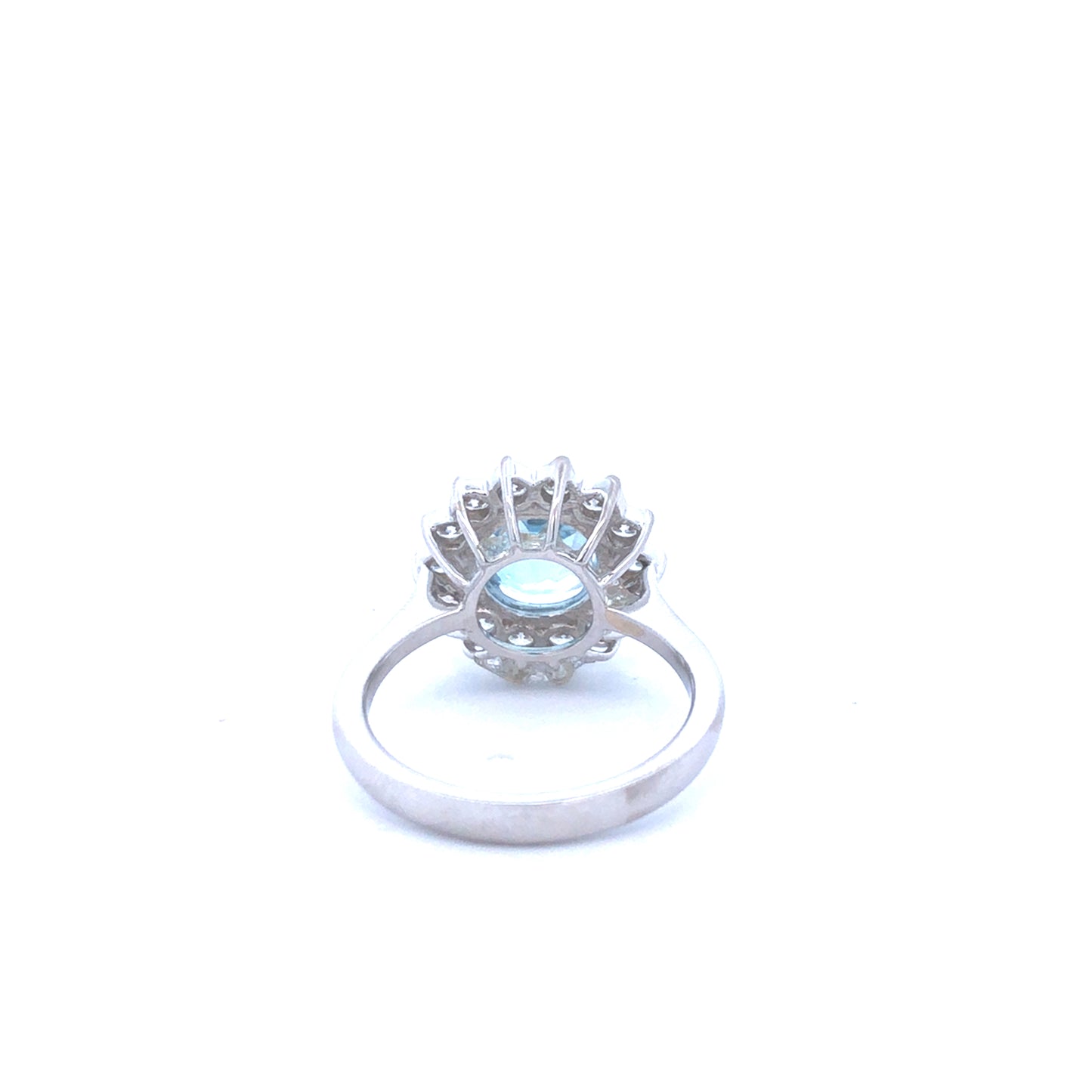 Round Aquamarine 2.51CT Round Diamonds 0.75CT Fashion Diamond Ring 14K White Gold