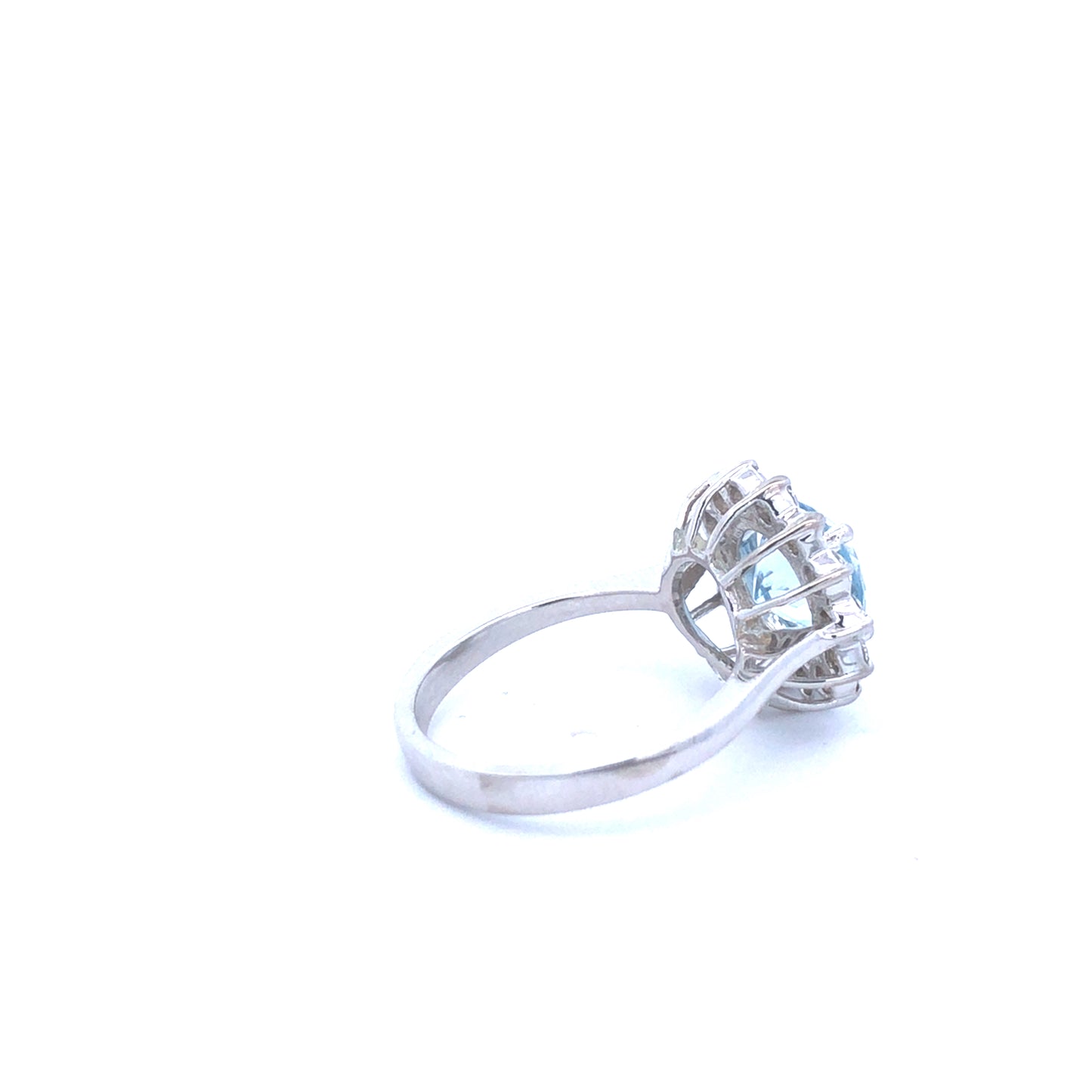 Round Aquamarine 2.51CT Round Diamonds 0.75CT Fashion Diamond Ring 14K White Gold