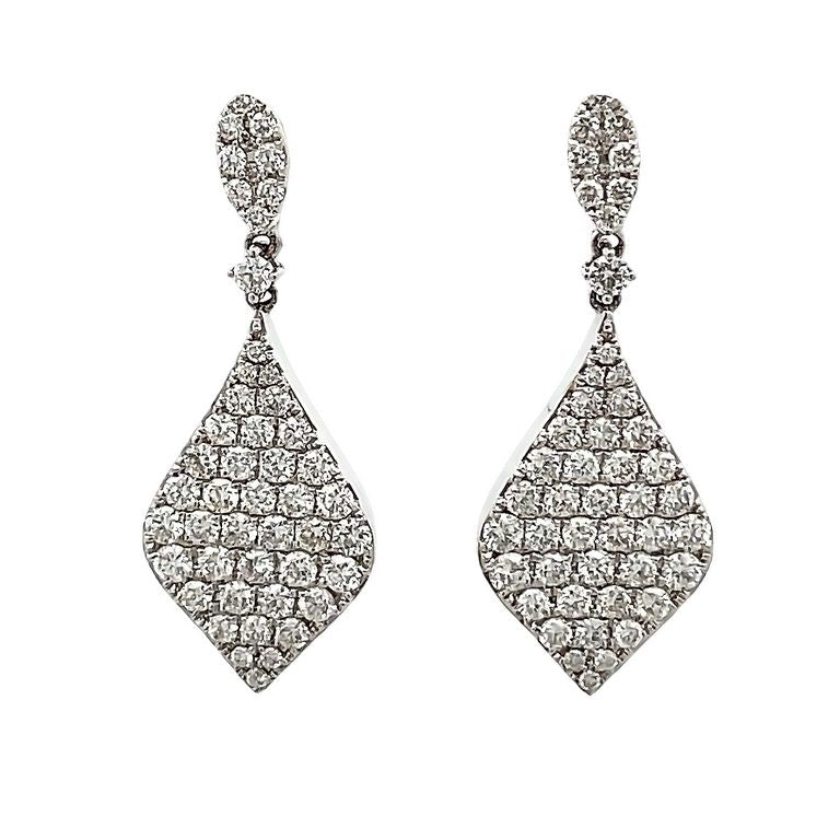 Dangling Diamond Earring 1.65CT  18K White Gold