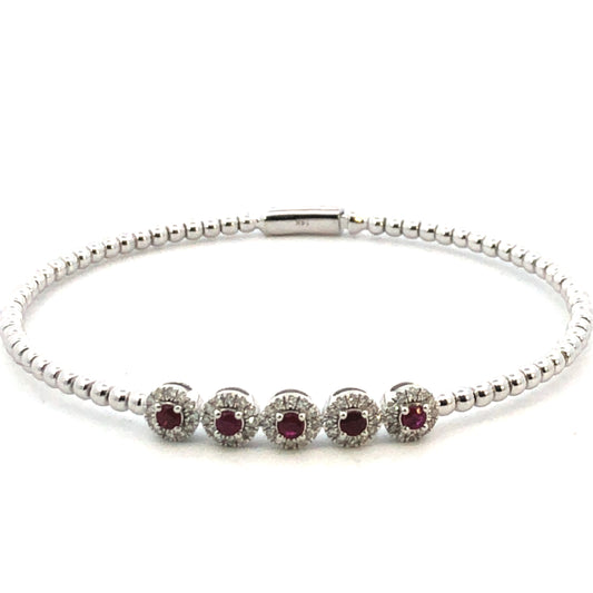Flex Diamond & Ruby Bangle D.35ct S.40ct 14kwg