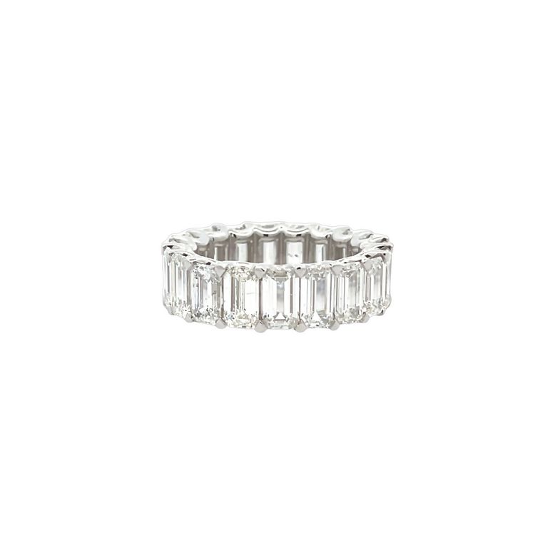 Emerald Cut Diamond Ring Eternity Band 9.94CT in Platinum Size 7