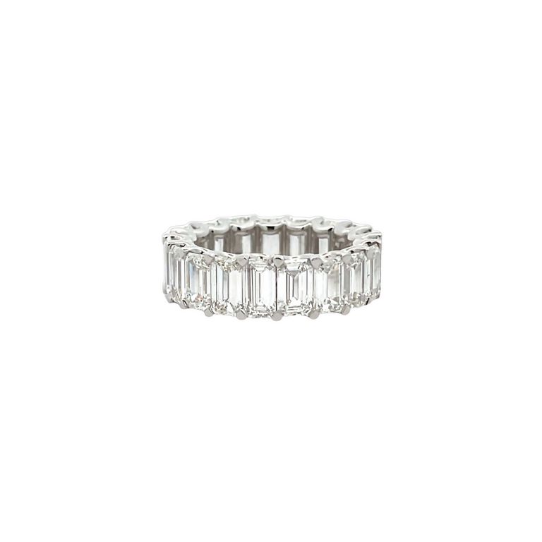 Emerald Cut Diamond Ring Eternity Band 9.94CT in Platinum Size 7
