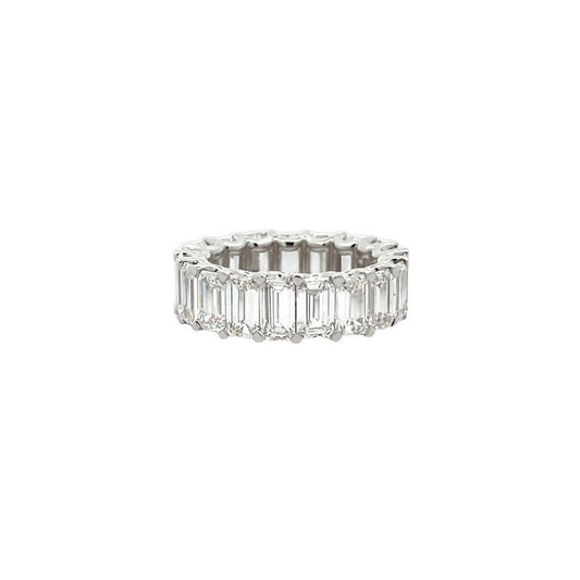 Emerald Cut Diamond Ring Eternity Band 9.94CT in Platinum Size 7