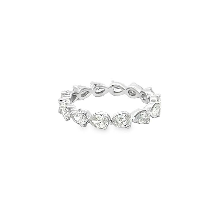 Pear Shape Eternity Diamond Ring 2.00CT 18K WG