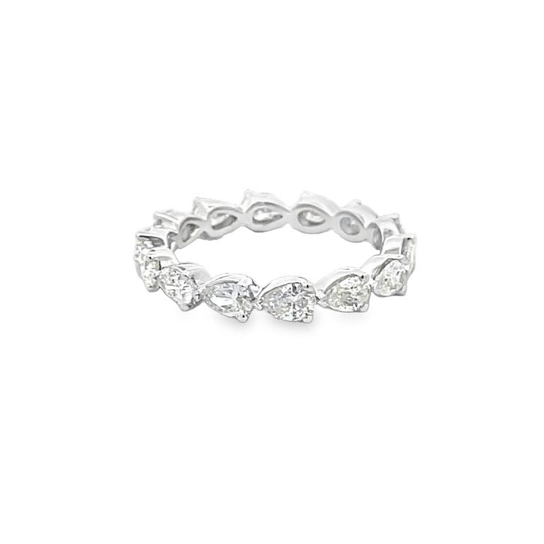 Pear Shape Eternity Diamond Ring 2.00CT 18K WG