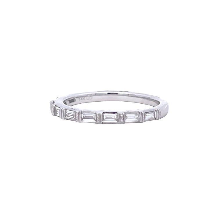 Stackable Baguette Diamond Ring Band 0.33CT 14K White Gold