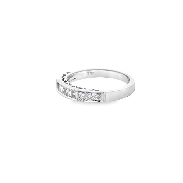 Baguette Diamond Ring Band 0.40ct 18K White Gold