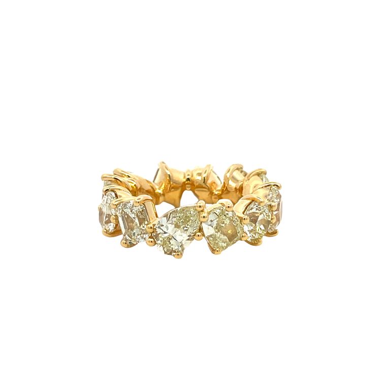 Fancy Yellow Eternity Diamond Ring Mix Shape 12.23CT 18K YG