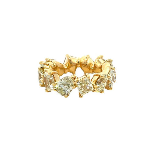 Fancy Yellow Eternity Diamond Ring Mix Shape 12.23CT 18K YG