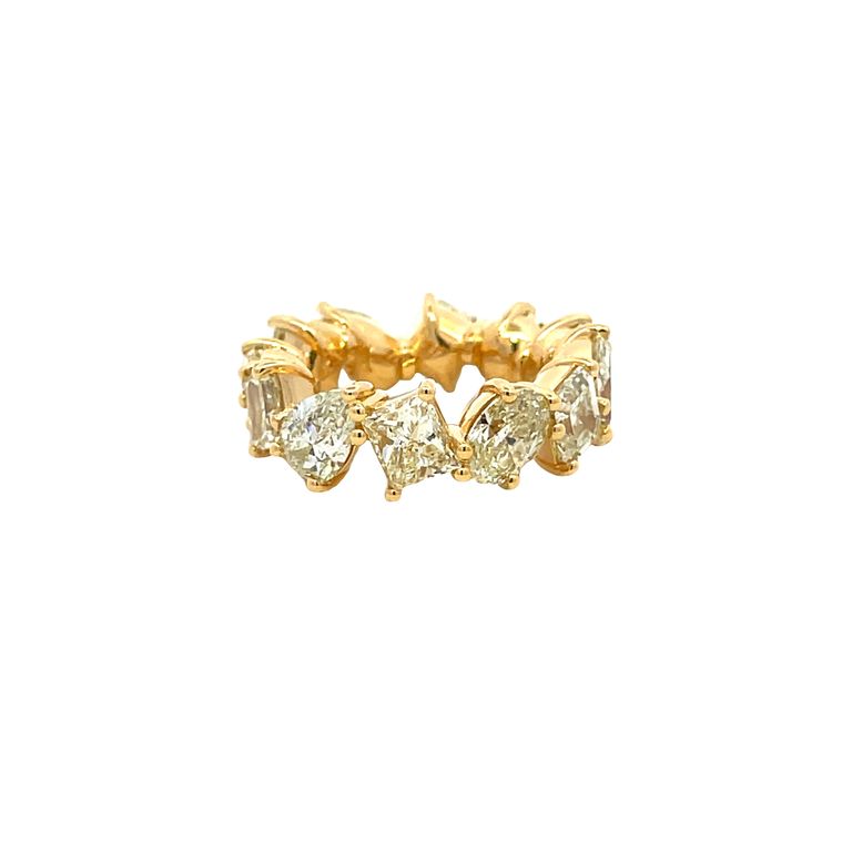 Fancy Yellow Eternity Diamond Ring Mix Shape 12.23CT 18K YG