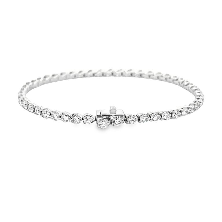 Three Prong Diamond Tennis Bracelet Round Diamonds 6.25CT, H/VS 14KW