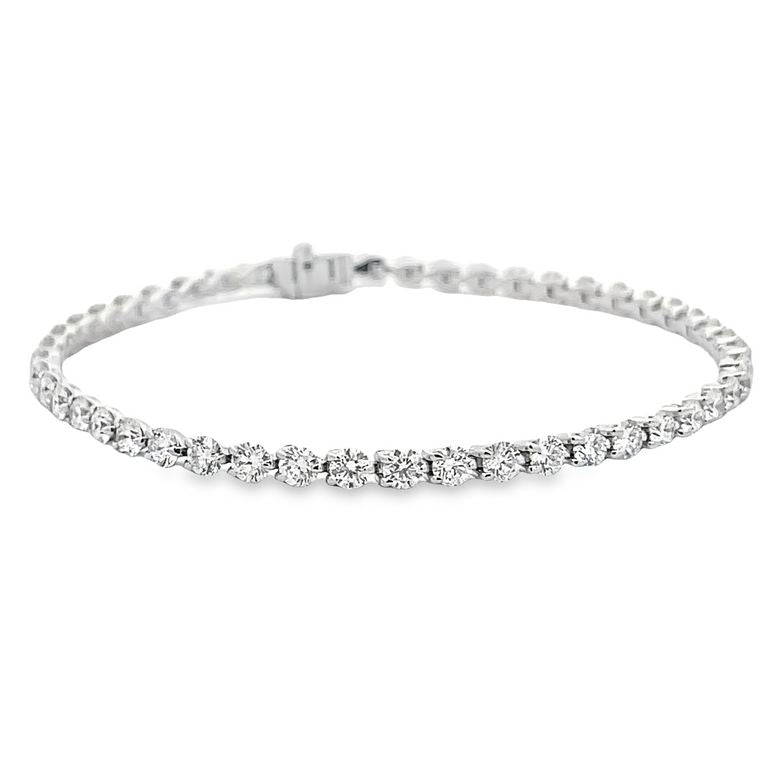 Three Prong Diamond Tennis Bracelet Round Diamonds 6.25CT, H/VS 14KW
