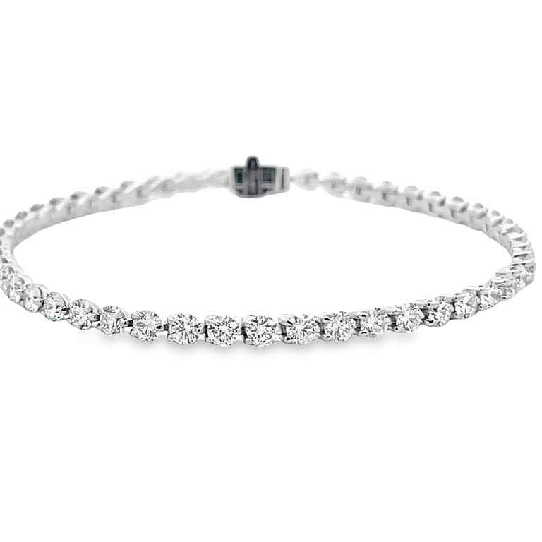 Three Prong Diamond Tennis Bracelet Round Diamonds 6.25CT, H/VS 14KW