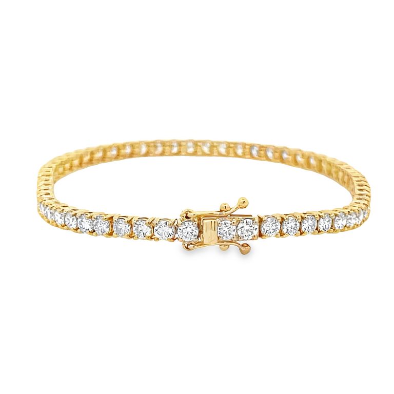 Diamond Tennis Bracelet White Round Diamonds 5.20CT in 14K Yellow Gold