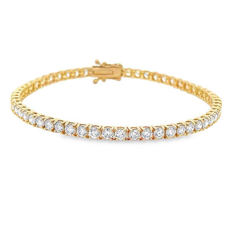 Diamond Tennis Bracelet White Round Diamonds 5.20CT in 14K Yellow Gold