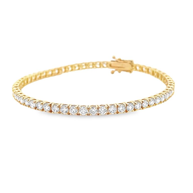 Diamond Tennis Bracelet White Round Diamonds 5.20CT in 14K Yellow Gold