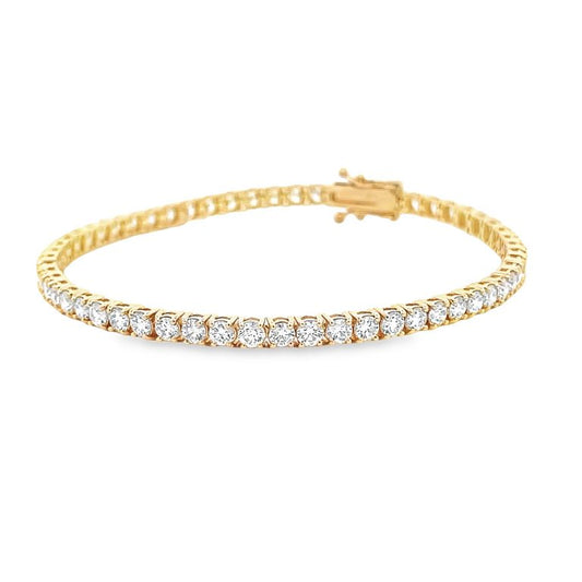 Diamond Tennis Bracelet White Round Diamonds 5.20CT in 14K Yellow Gold