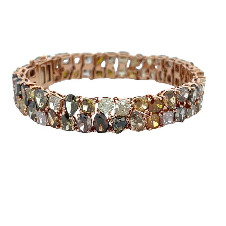 Natural Mix Shape & Mix Color Diamond Bracelet 40.20CT 18K Rose Gold