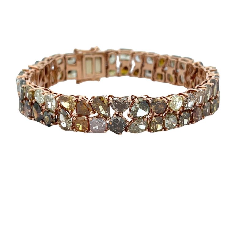Natural Mix Shape & Mix Color Diamond Bracelet 40.20CT 18K Rose Gold
