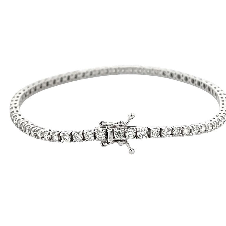 Diamond Tennis Bracelet White Round Diamonds 3.55CT in 14K White Gold