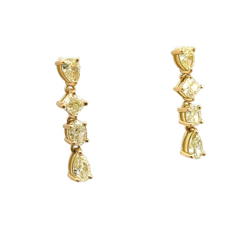 Fancy Yellow Diamond Earrings 2.27CT 18K Yellow Gold