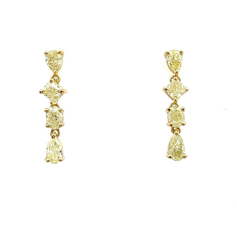 Fancy Yellow Diamond Earrings 2.27CT 18K Yellow Gold