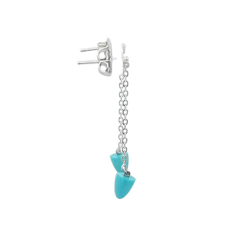 Turquoise Drop Earrings 2.13CT 14K White Gold