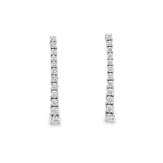 White Round Diamond 0.52CT Droop Earrings in 14K White Gold