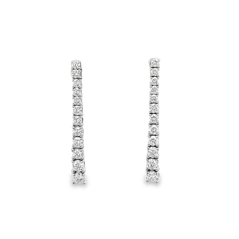 White Round Diamond 0.52CT Droop Earrings in 14K White Gold
