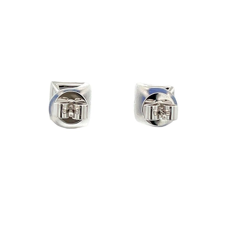 Blue Round Sapphire 2.25CT & White Round Diamonds 0.51CT 18KW Studs Earrings