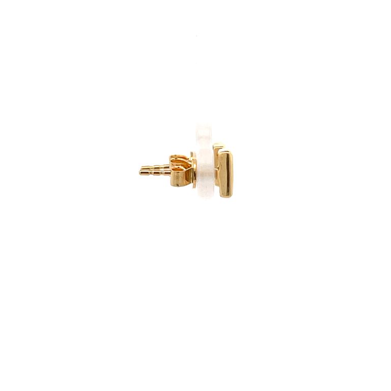 Princess Cut & Baguette Diamond Earrings Studs 0.66CT 18K Yellow Gold