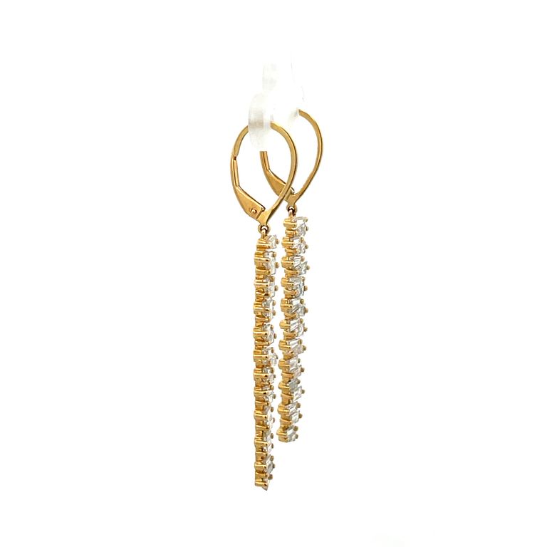 Diamond Baguette 3.46CT 18K Yellow Gold Lever Back Earrings