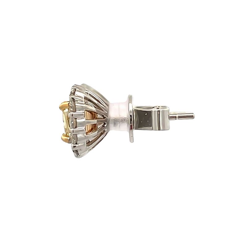 Fancy Yellow Diamond Studs Earrings 1.84CT D.68CT 18K White Gold