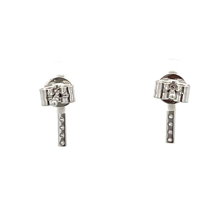 Diamond Bar Studs 0.13CT 14K White Gold