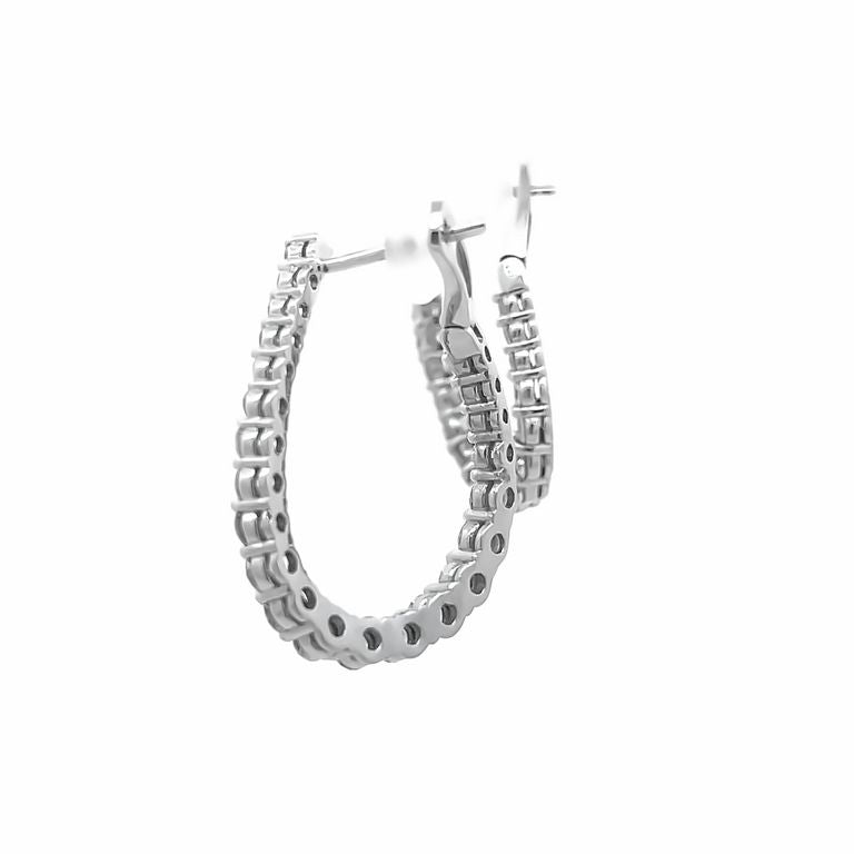 Round Diamonds 2.55CT 14K White Gold Lever Back Earrings