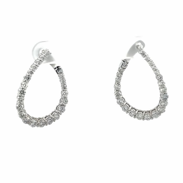 Round Diamonds 2.55CT 14K White Gold Lever Back Earrings