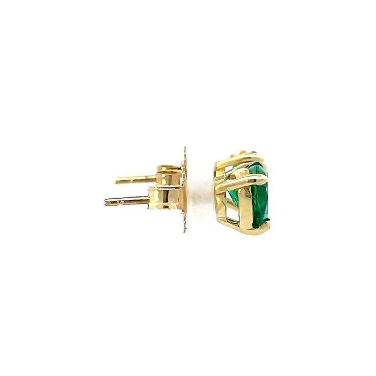Colombian Green Emerald Heart Shape 1.44CT in 18K Yellow Studs Earring