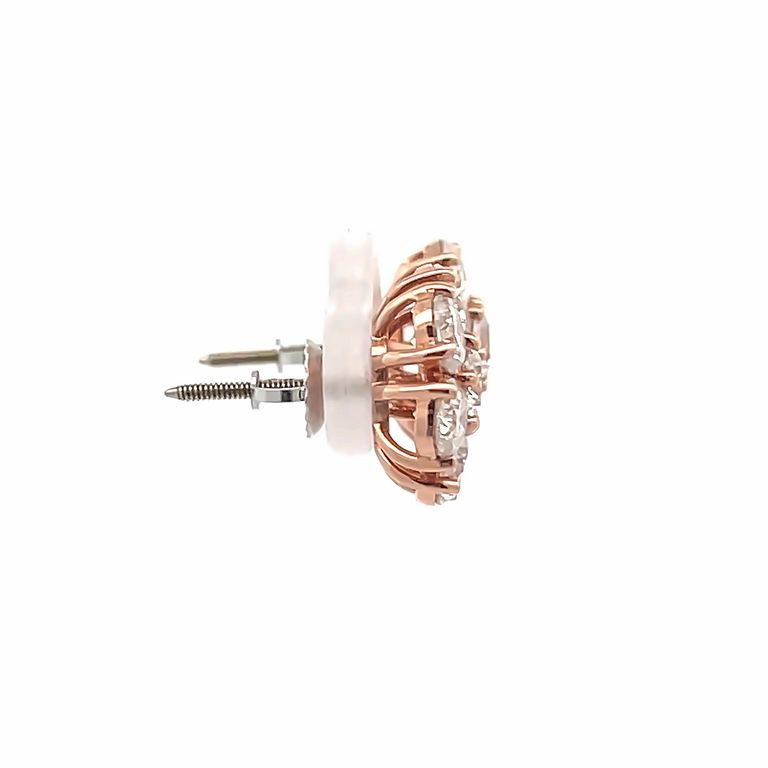 Diamond Flower Earrings 4.75CT 14K Rose Gold Screw Back