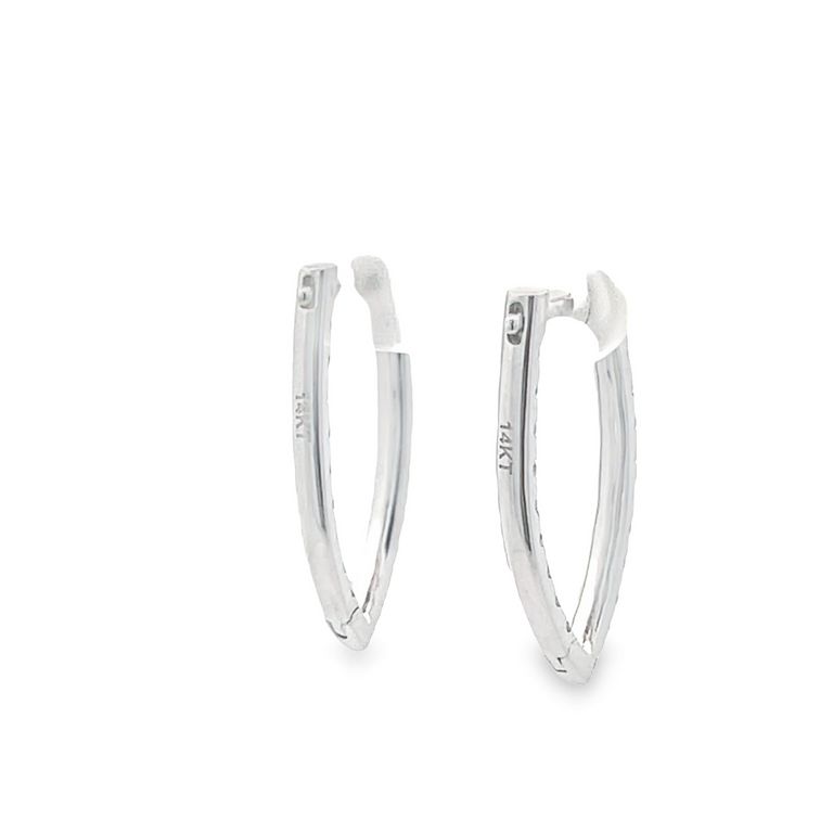 Diamond Hoops V Shape 1.52CT 14K White Gold