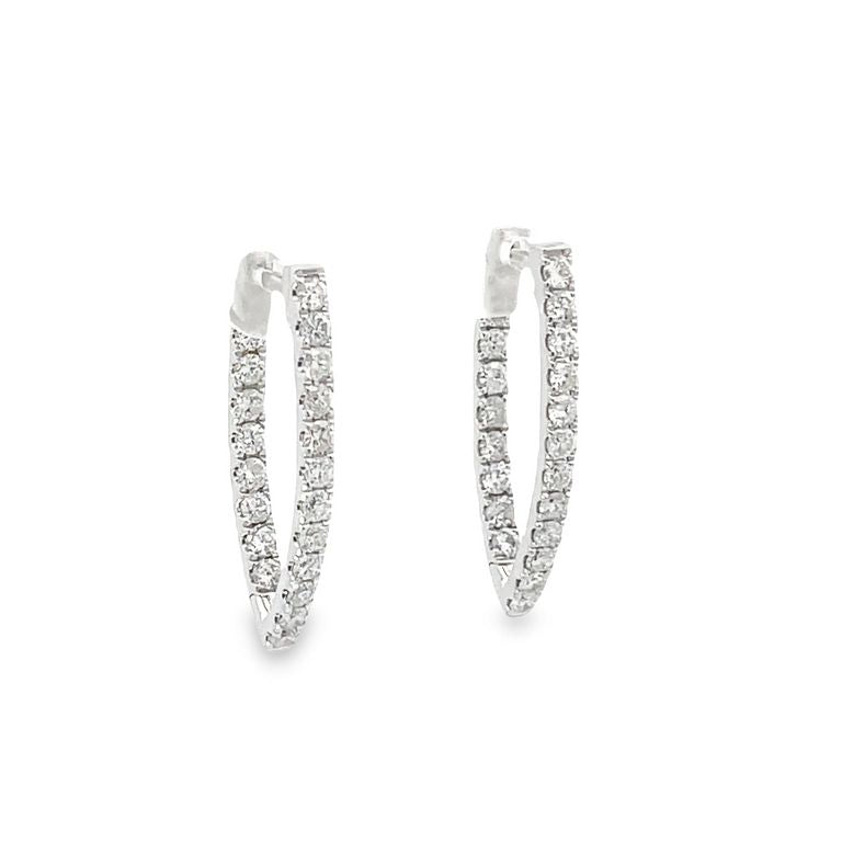 Diamond Hoops V Shape 1.52CT 14K White Gold