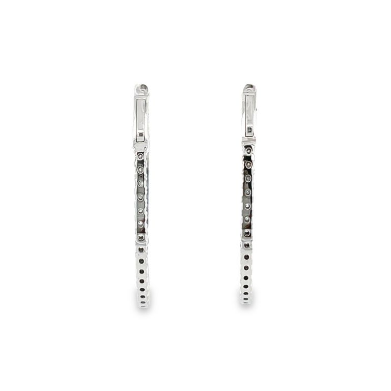 Oval Inside-Out Diamond Hoops Earrings 2.18 CT 14K White Gold