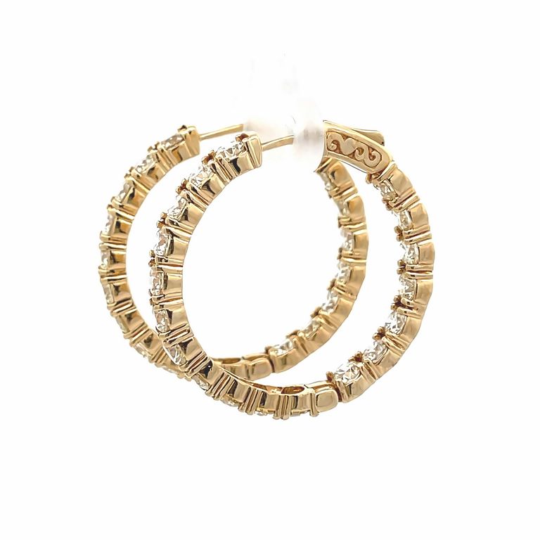Round Diamond Inside-Out Hoops 7.50CT 14K Yellow Gold 10GR