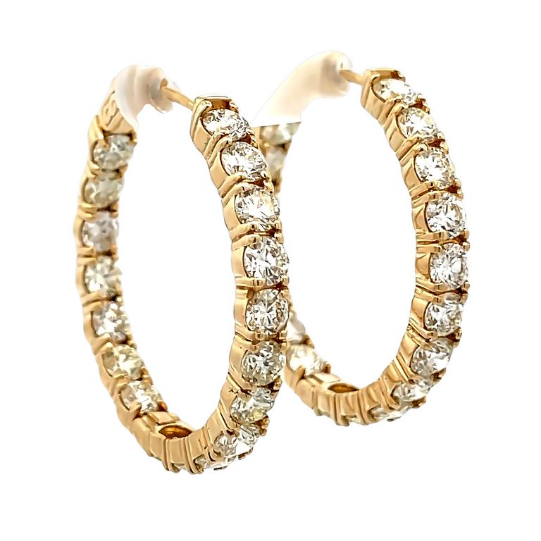 Round Diamond Inside-Out Hoops 7.50CT 14K Yellow Gold 10GR
